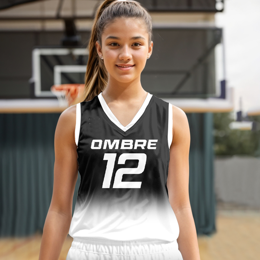 Ombre Girls Custom Basketball Jersey A comfortable and high quality basketball jersey with breathable fabric