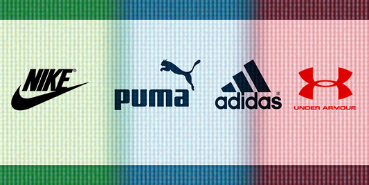 banner showing nike, puma, adidas, and under armour logos