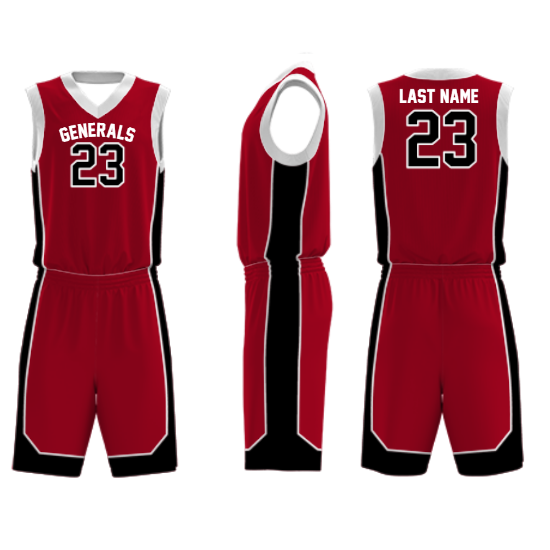 Generals Girls Custom Basketball Jersey A comfortable and stylish girls basketball jersey with custom printing options